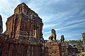 Angkor - Eastern Mebon - towered passageways leading to the first enclosure of the temple,  with stone lions guarding the entrance.